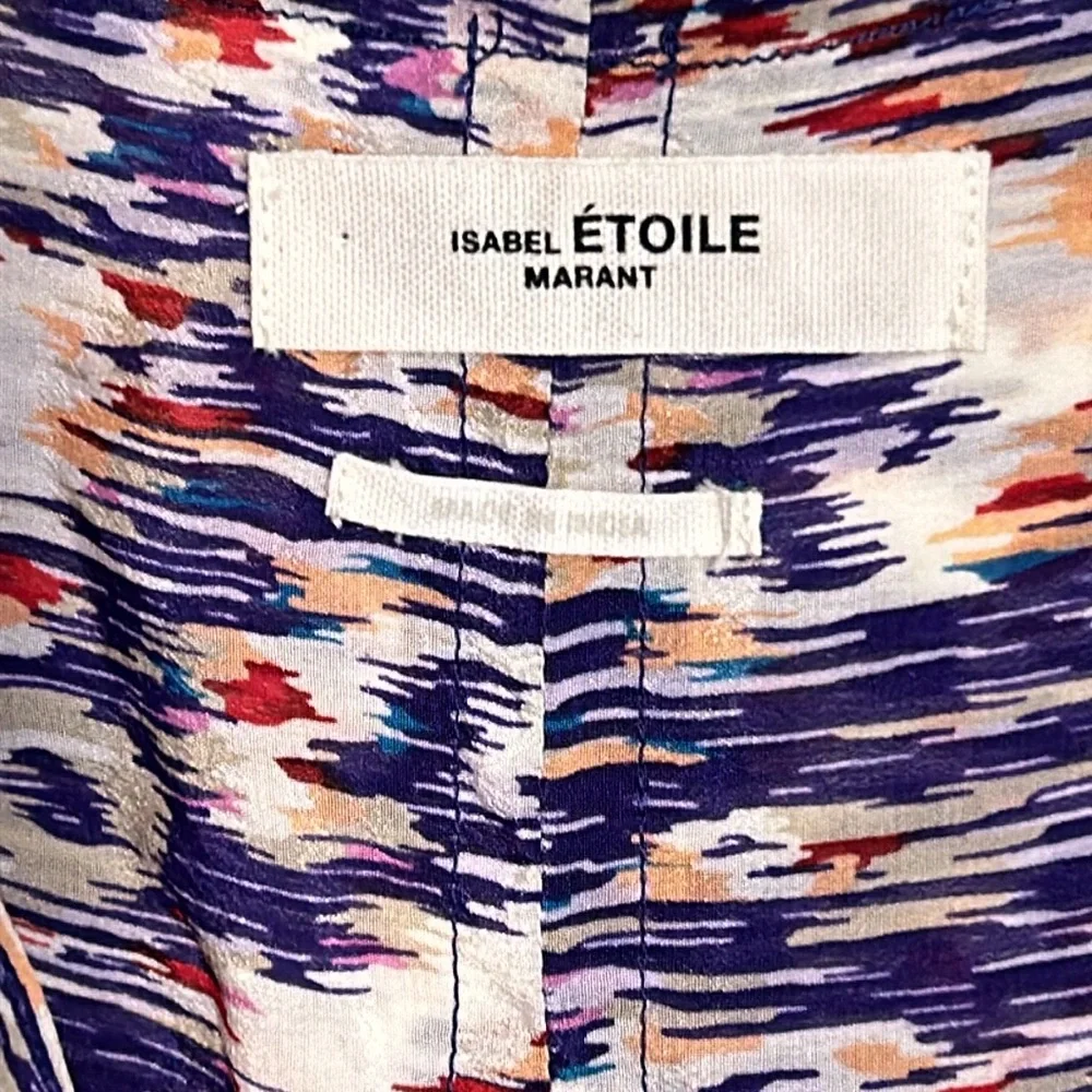 Isabel Marant Étoile yacah Blouse SilkFeather Print Ikat Purple Size 40 (M) - Picture 12 of 13